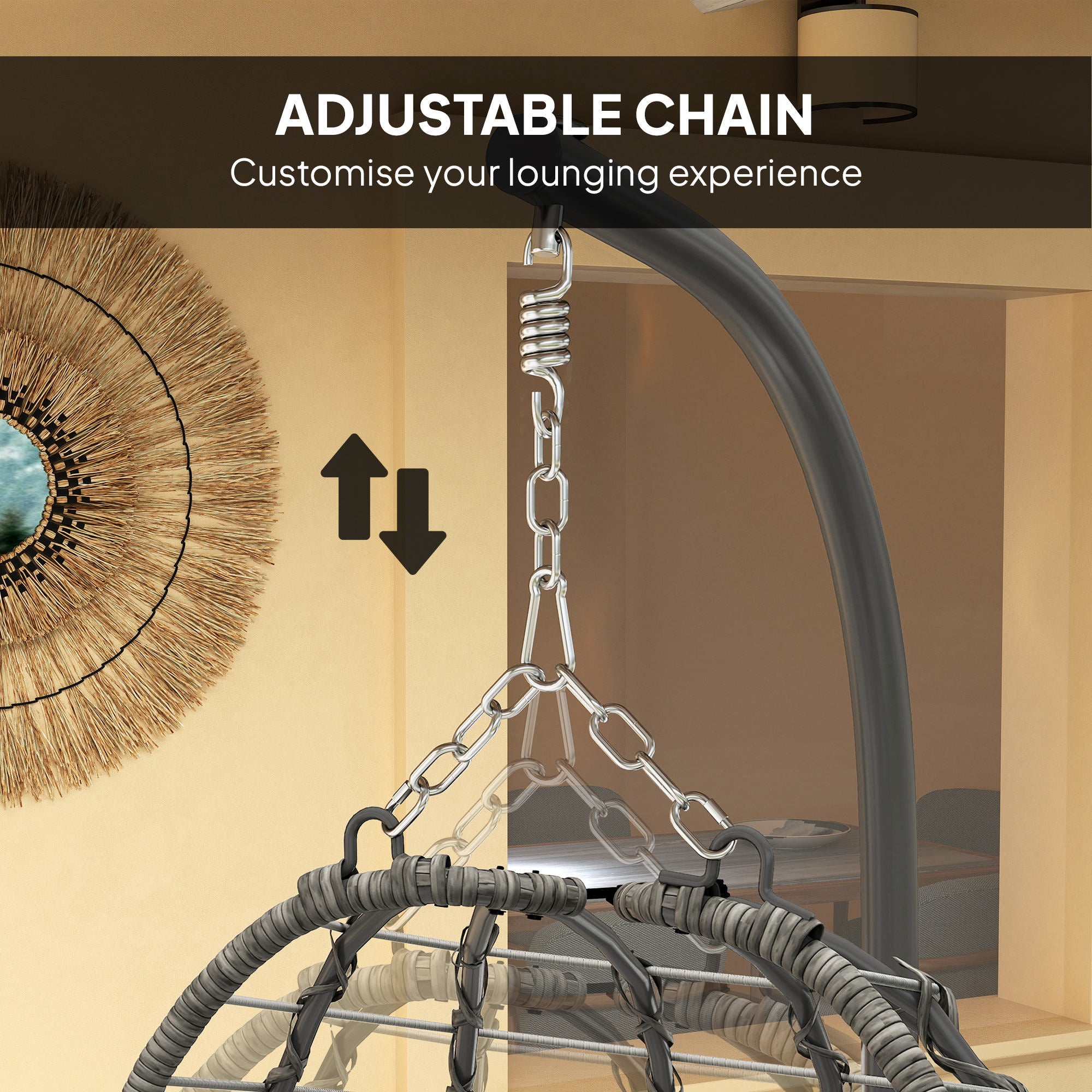Aosom Rattan Egg Chair Foldable - Light Grey-DECOROLALA