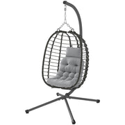 Aosom Rattan Egg Chair Foldable - Light Grey-DECOROLALA