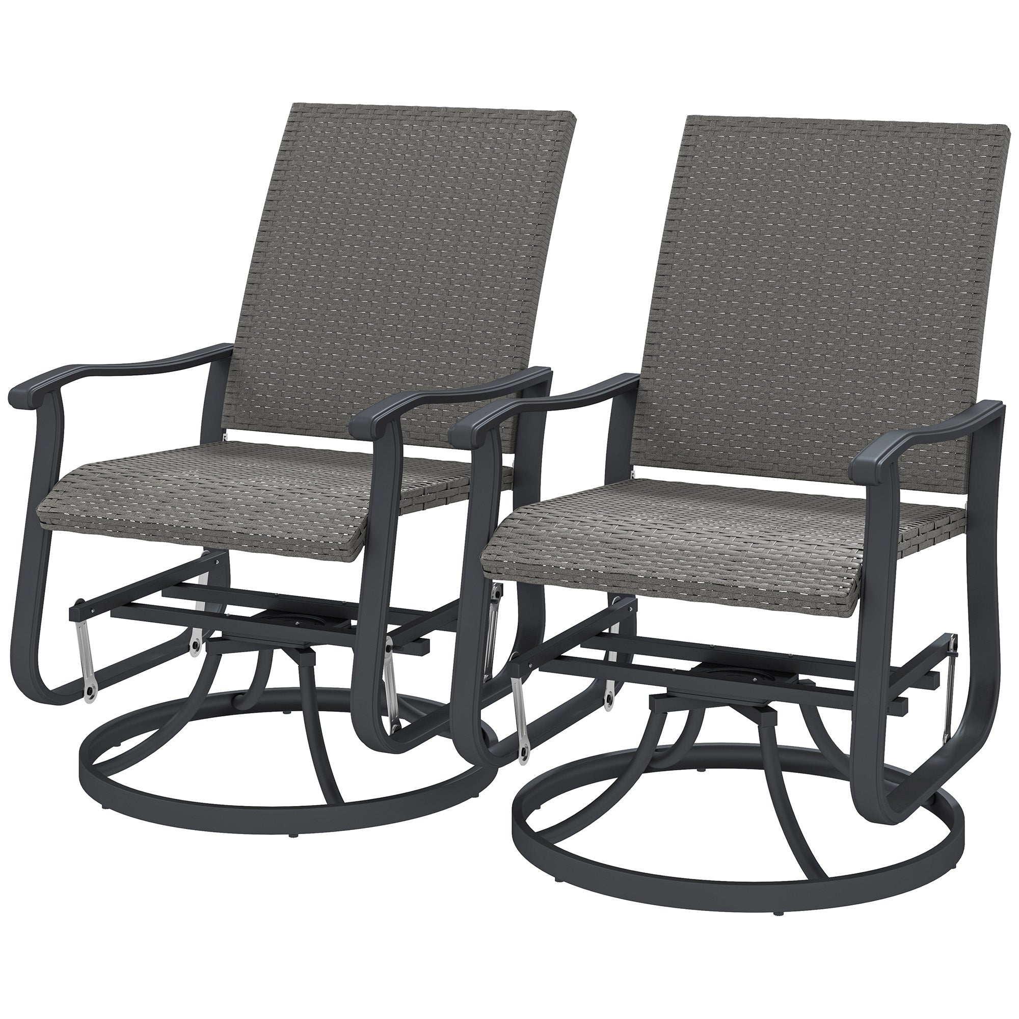 Aosom Rattan Glider Chair Set of 2 - Grey Swivel-DECOROLALA