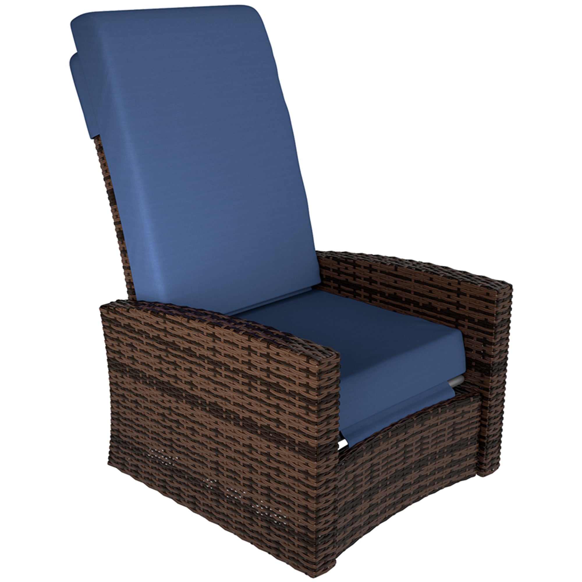 Aosom Rattan Lounge Chair - Dark Blue Swivel Recliner-DECOROLALA