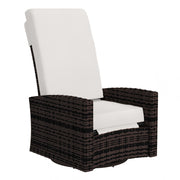 Aosom Rattan Lounge Chair Swivel Recliner Khaki-DECOROLALA