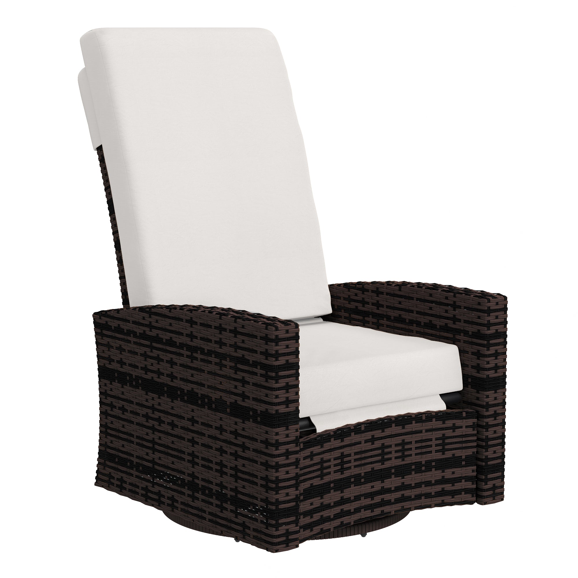 Aosom Rattan Lounge Chair Swivel Recliner Khaki-DECOROLALA