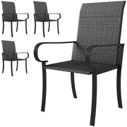 Aosom Rattan Patio Dining Chairs 4-Piece Set - Black-DECOROLALA