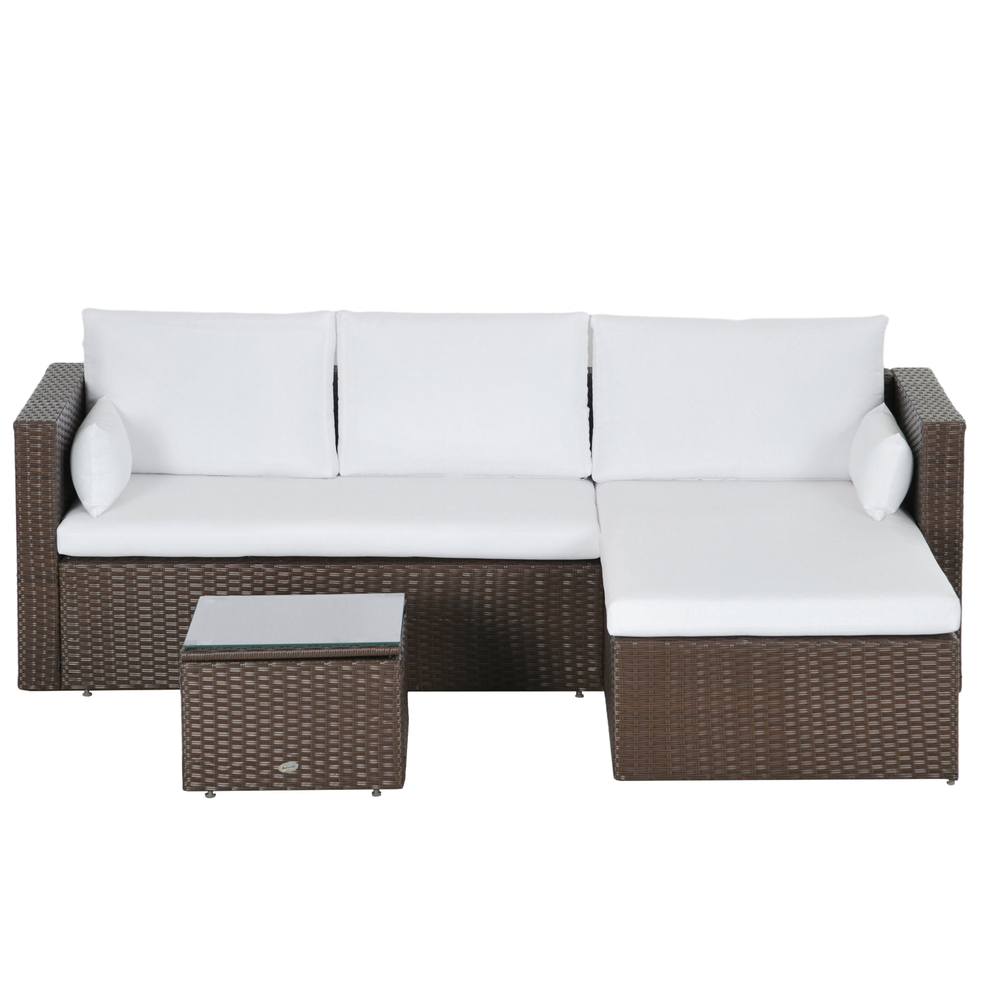Aosom Rattan Sofa Set 3pc Wicker Patio - White-DECOROLALA