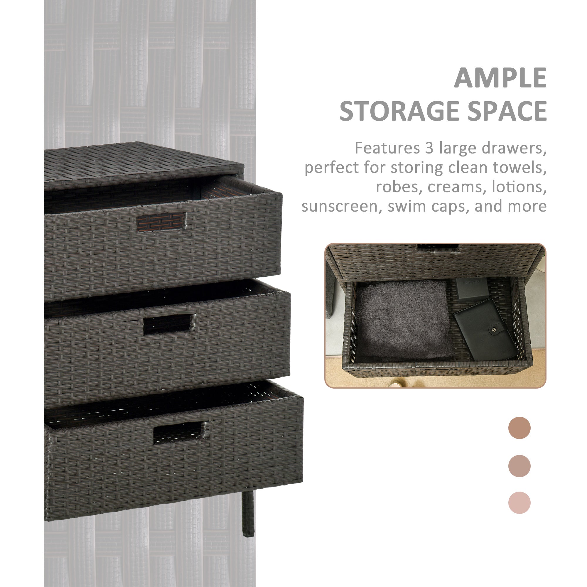 Aosom Rattan Storage Cabinet 32" Brown - 3 Drawers-DECOROLALA
