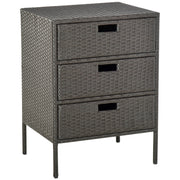 Aosom Rattan Storage Cabinet 32" Brown - 3 Drawers-DECOROLALA