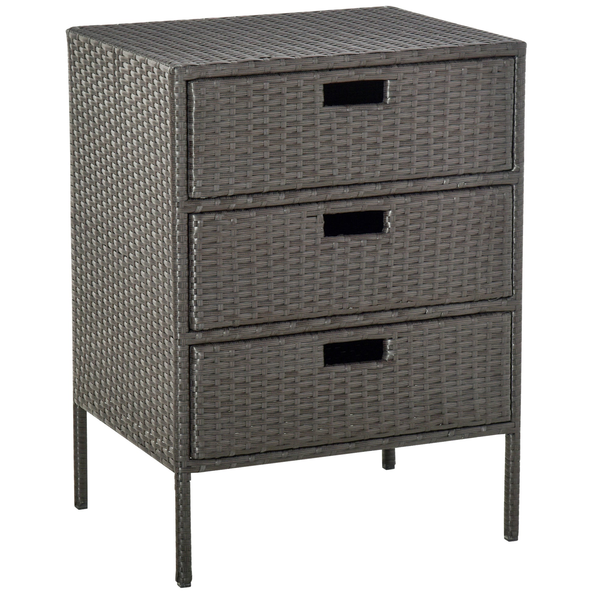 Aosom Rattan Storage Cabinet 32" Brown - 3 Drawers-DECOROLALA