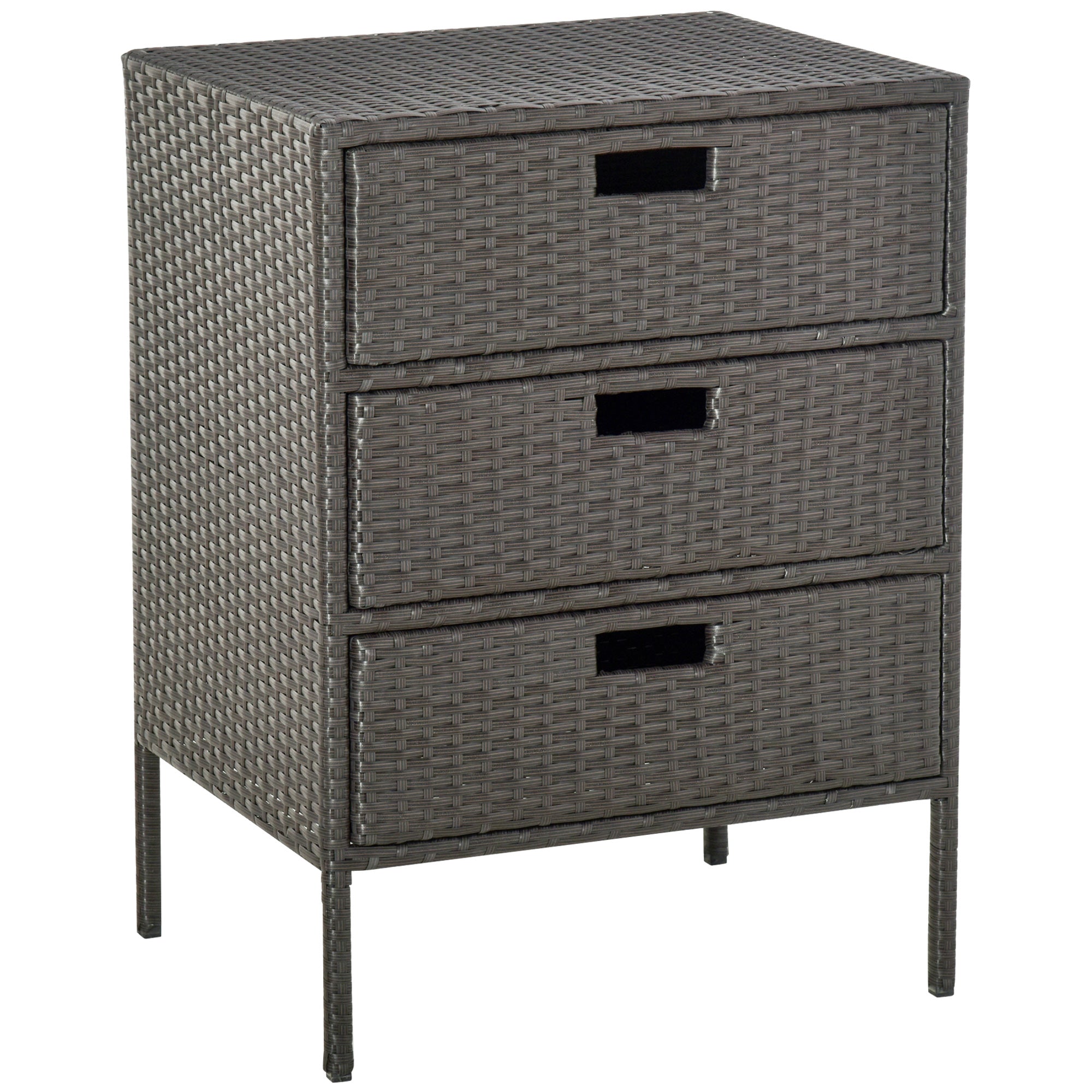Aosom Rattan Storage Cabinet 32" Brown - 3 Drawers-DECOROLALA