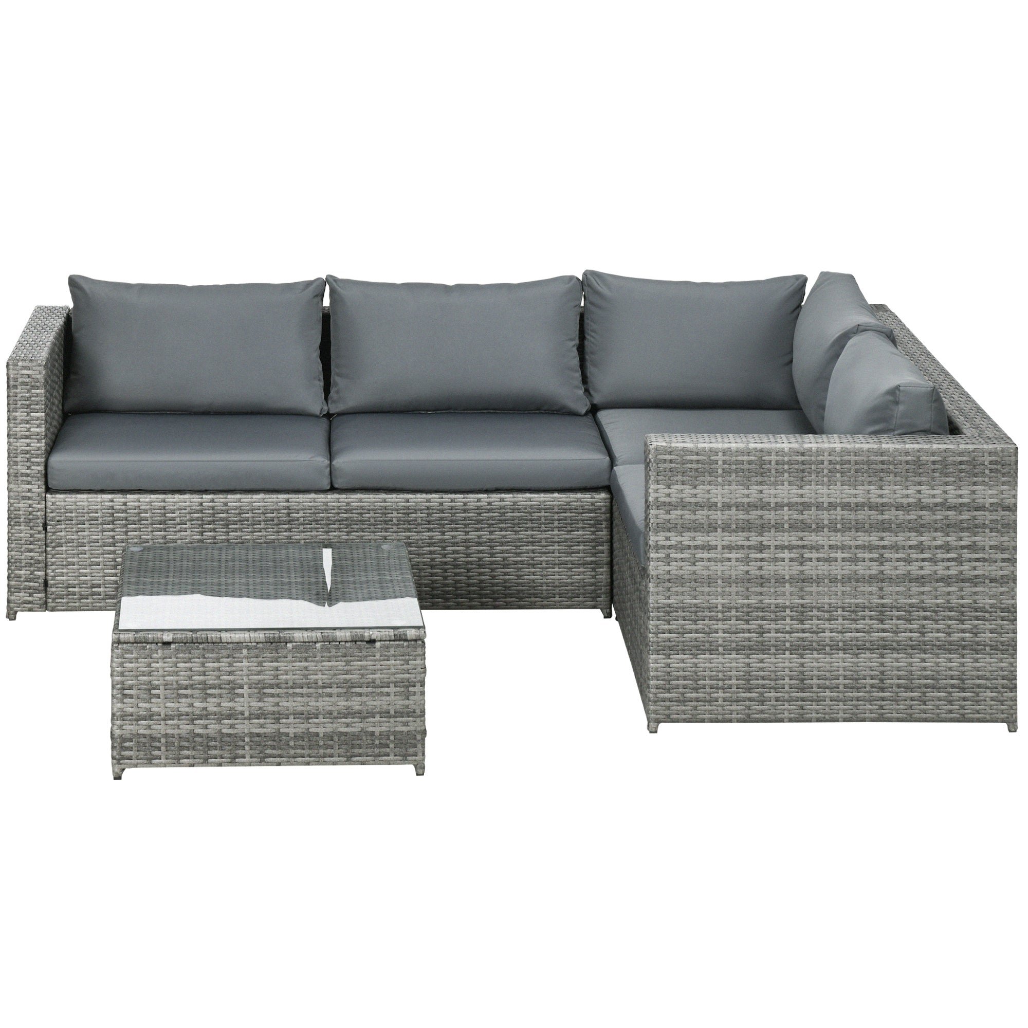 Aosom Rattan Wicker Outdoor Furniture Set - Grey, 3 Pieces w/ Loveseats & Table-DECOROLALA