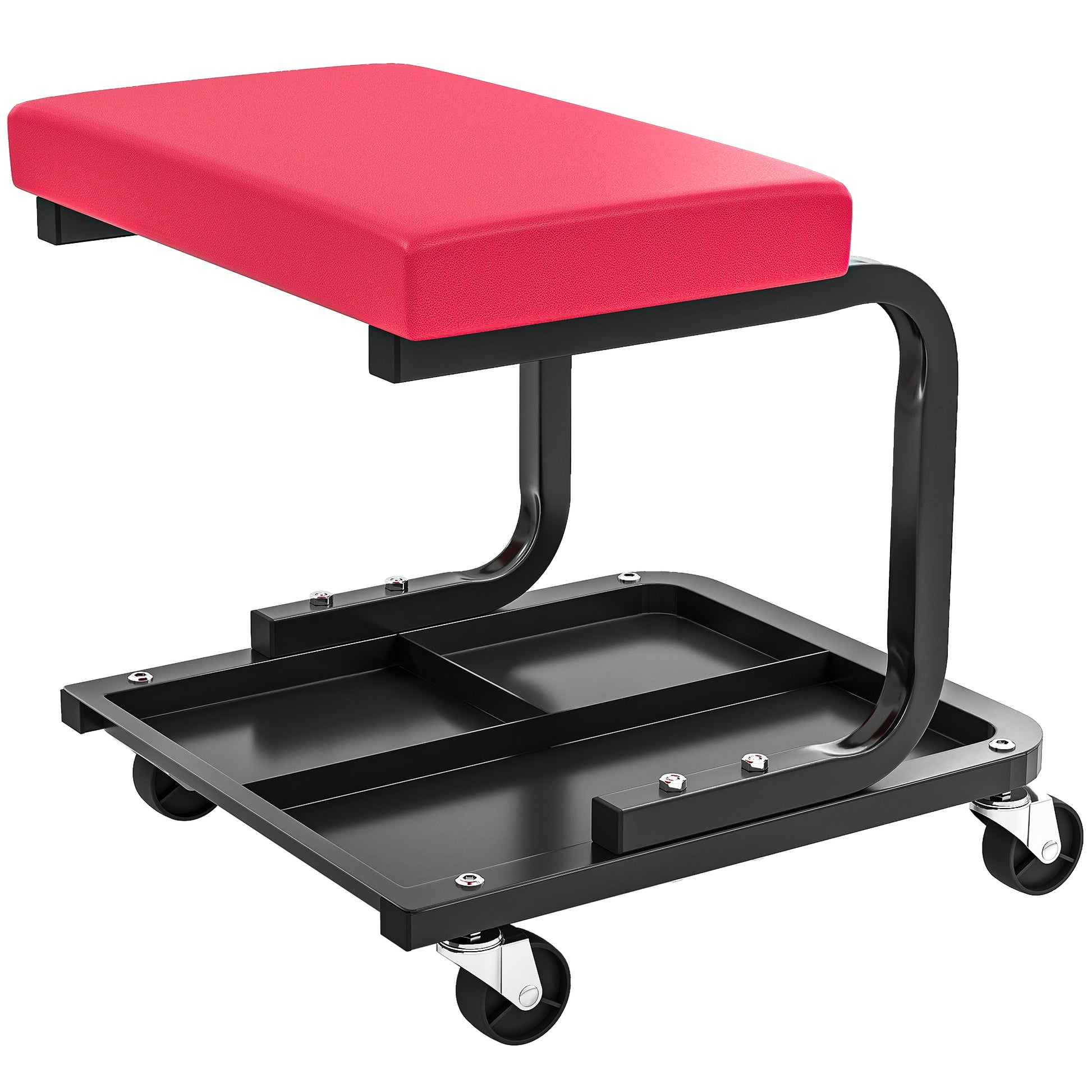 Aosom Rolling Mechanic Stool - 300 lbs Capacity Garage Seat Red-Home Improvement > Tools > Automotive-DECOROLALA