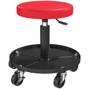 Aosom Rolling Mechanic Stool - Adjustable Padded Garage Seat, Red-Home Improvement > Tools-DECOROLALA