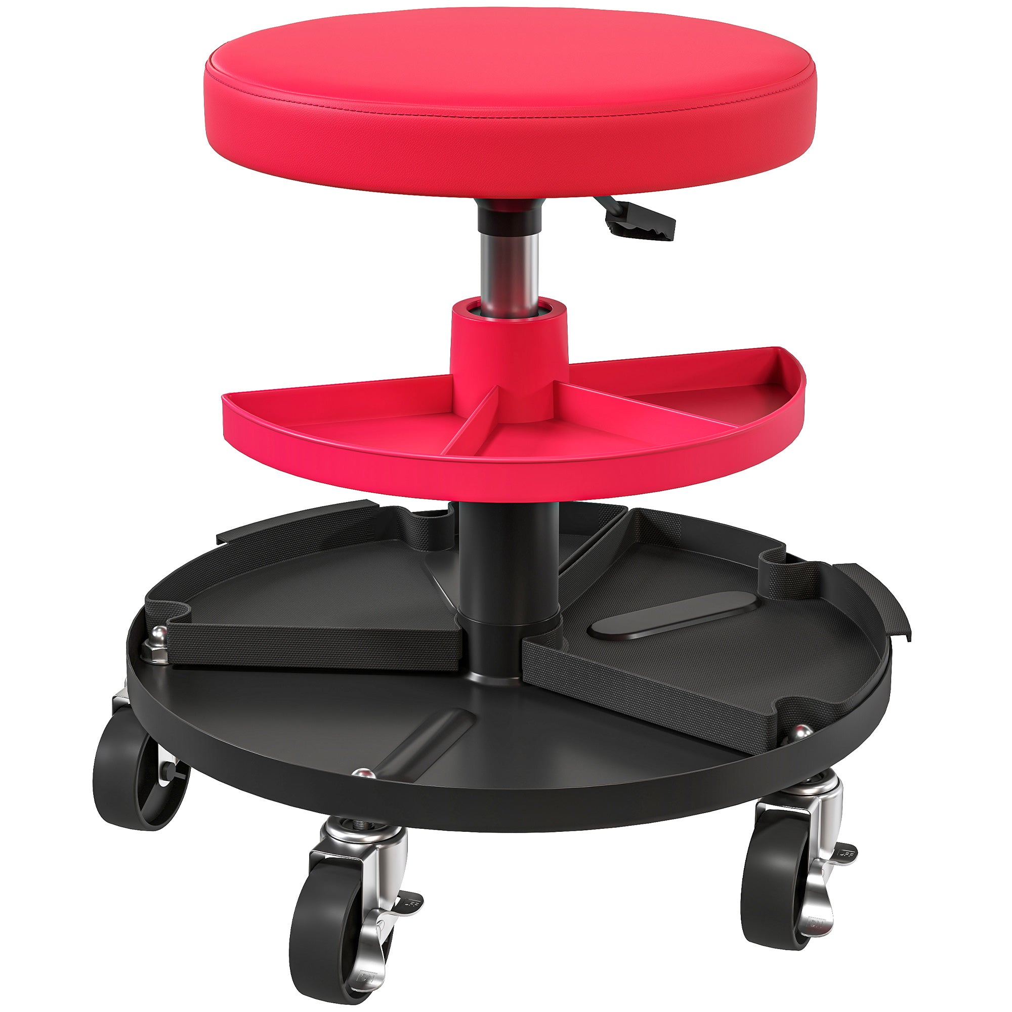 Aosom Rolling Mechanic Stool - Red 300 lbs Adjustable Height-Home Improvement > Tools-DECOROLALA