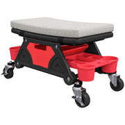 Aosom Rolling Mechanic Stool with Tool Trays & Drawer - Grey-Home Improvement > Tools-DECOROLALA