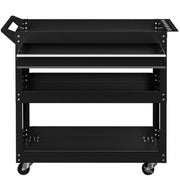 Aosom Rolling Steel Tool Cart - 3-Tier Utility Cart with Drawer Black-Home Improvement > Tools > Tool Organizers-DECOROLALA