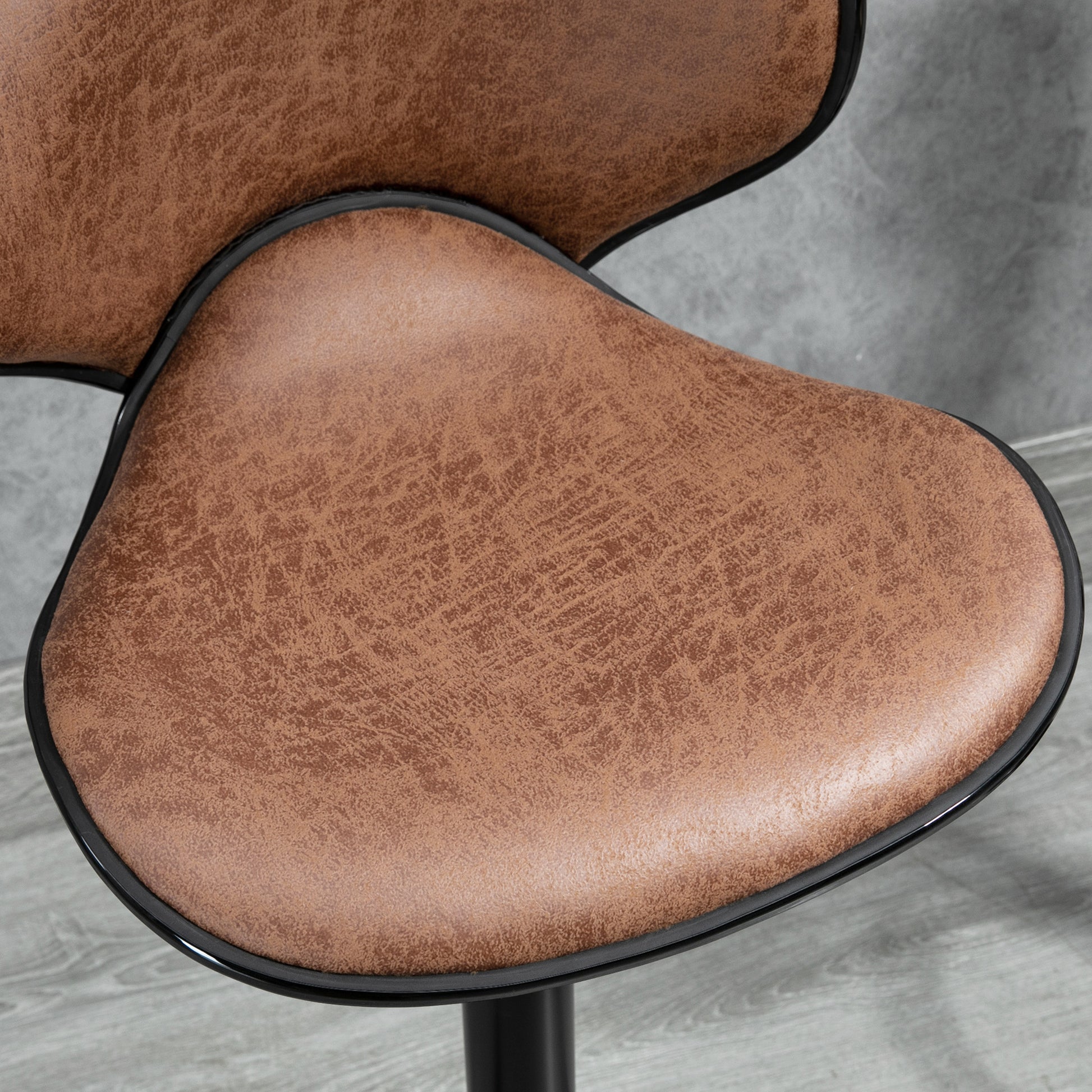 Aosom Set of 2 Adjustable Swivel Bar Stools - Brown Leathaire-Home Furnishings > Kitchen & Dining Furniture > Bar Stools-DECOROLALA