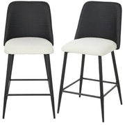 Aosom Set of 2 Counter Height Bar Stools - 26" Black and Beige-Home Furnishings > Kitchen & Dining Furniture > Bar Stools-DECOROLALA