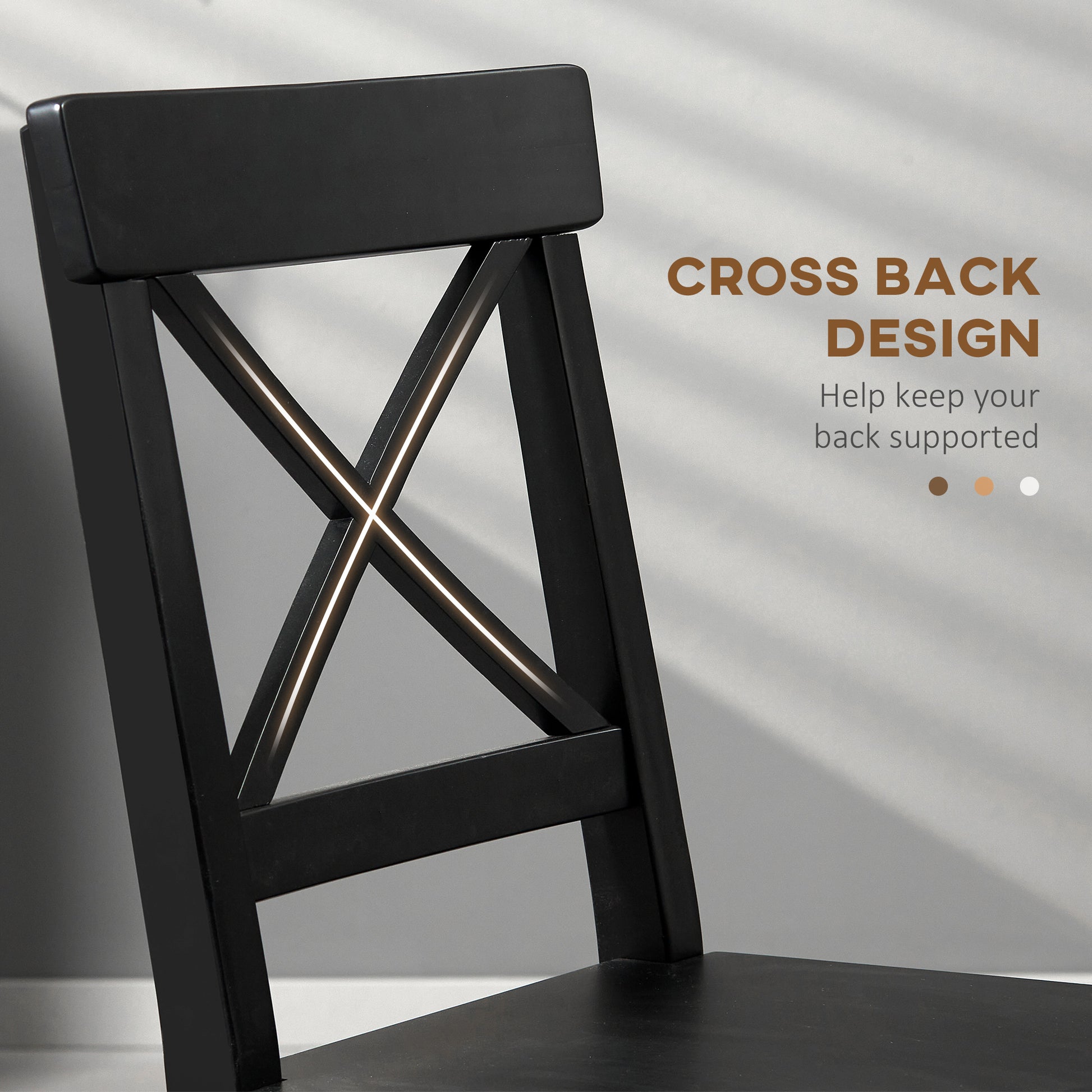 Aosom Set of 2 Cross Back Pinewood Dining Chairs - Black-Home Furnishings > Kitchen & Dining Furniture > Dining Chairs-DECOROLALA