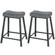 Aosom Set of 2 Grey Velvet Bar Stools - 26" Counter Height-Home Furnishings > Kitchen & Dining Furniture > Bar Stools-DECOROLALA