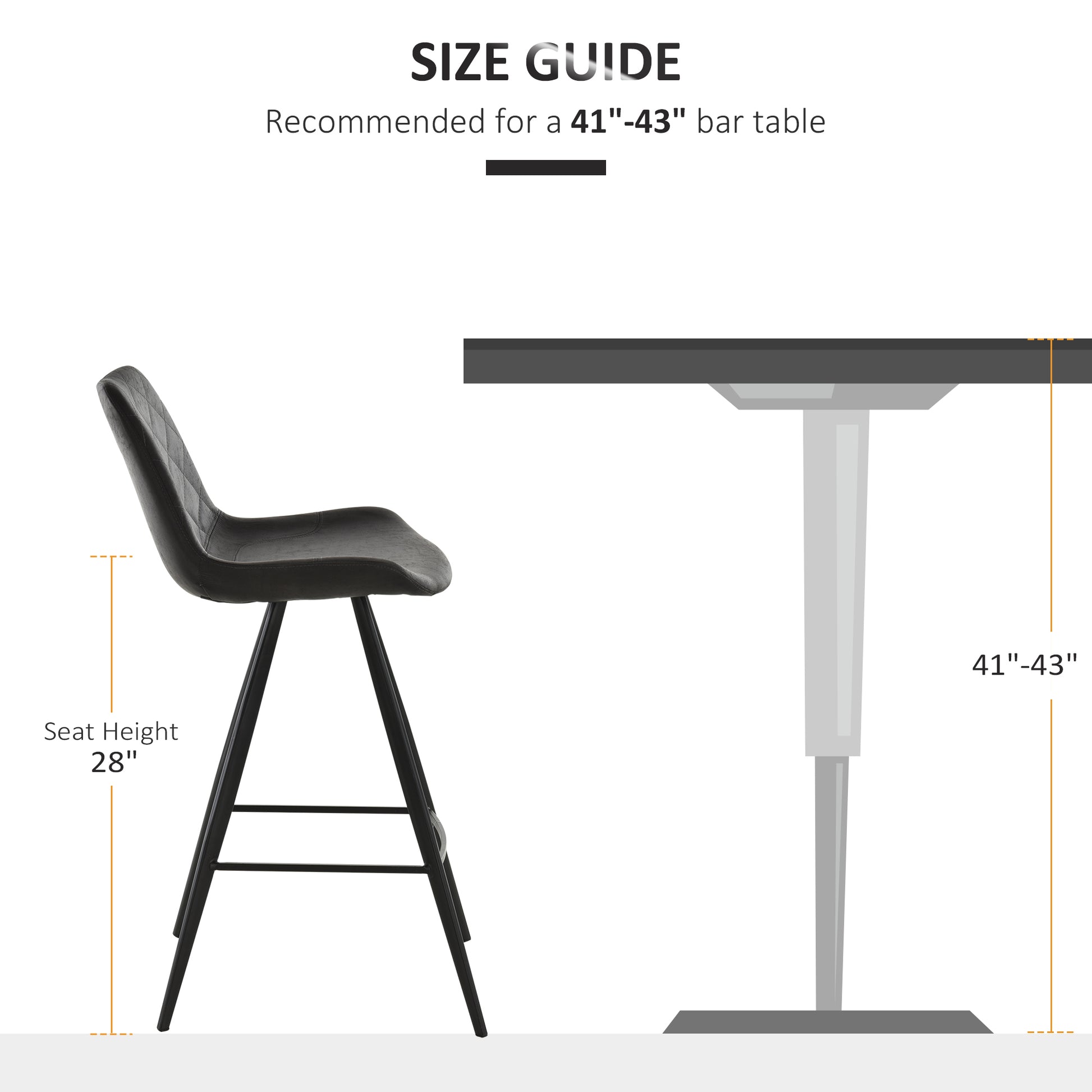 Aosom Set of 2 Microfiber Bar Stools - Black Metal Legs-Home Furnishings > Kitchen & Dining Furniture > Bar Stools-DECOROLALA