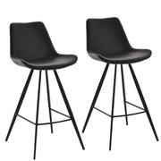 Aosom Set of 2 Microfiber Bar Stools - Black Metal Legs-Home Furnishings > Kitchen & Dining Furniture > Bar Stools-DECOROLALA