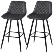 Aosom Set of 2 PU Leather Bar Stools - 27.75" Black Counter Chairs-Home Furnishings > Kitchen & Dining Furniture > Bar Stools-DECOROLALA