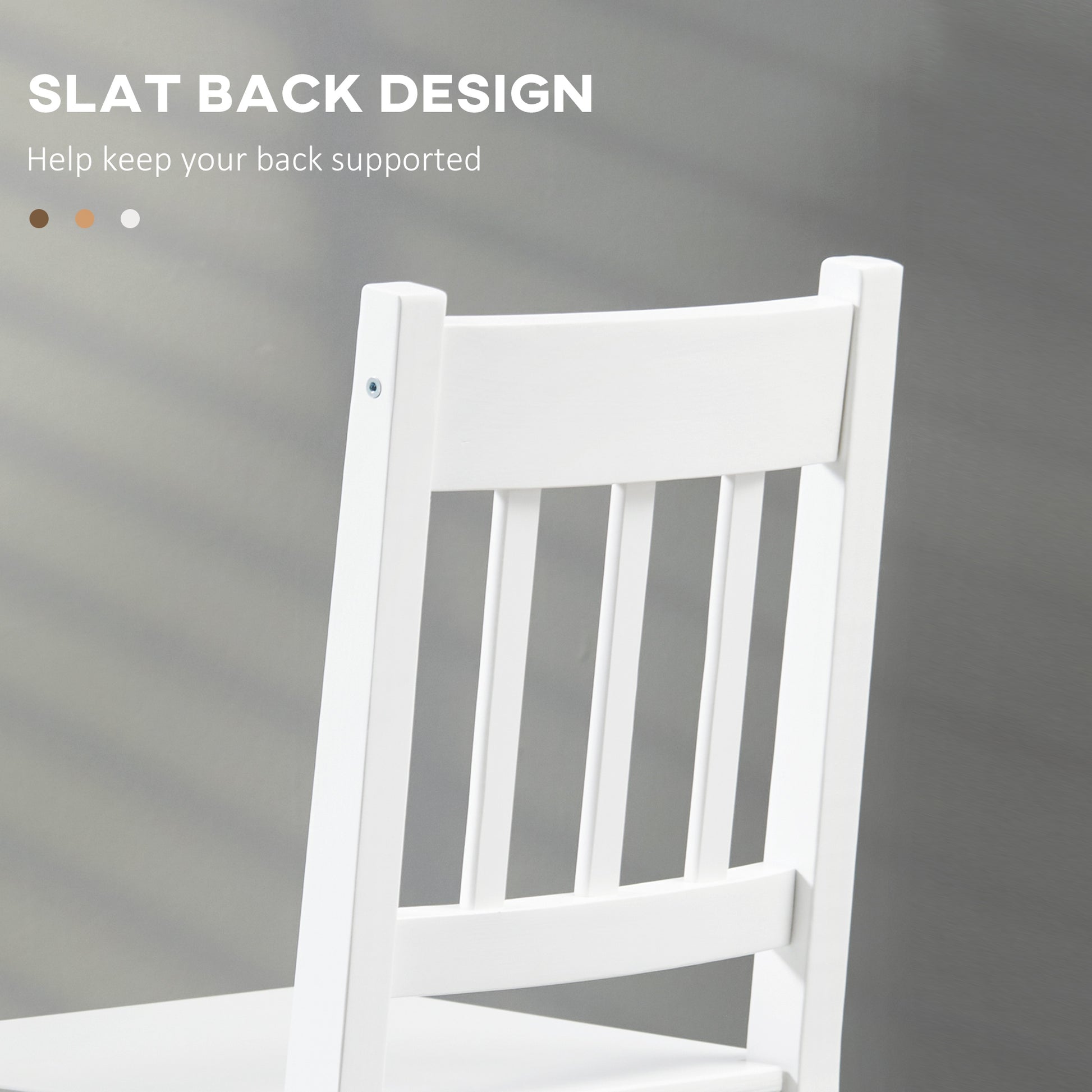 Aosom Set of 2 Pine Wood Dining Chairs - White Farmhouse Slat Back-Home Furnishings > Kitchen & Dining Furniture > Bar Stools-DECOROLALA