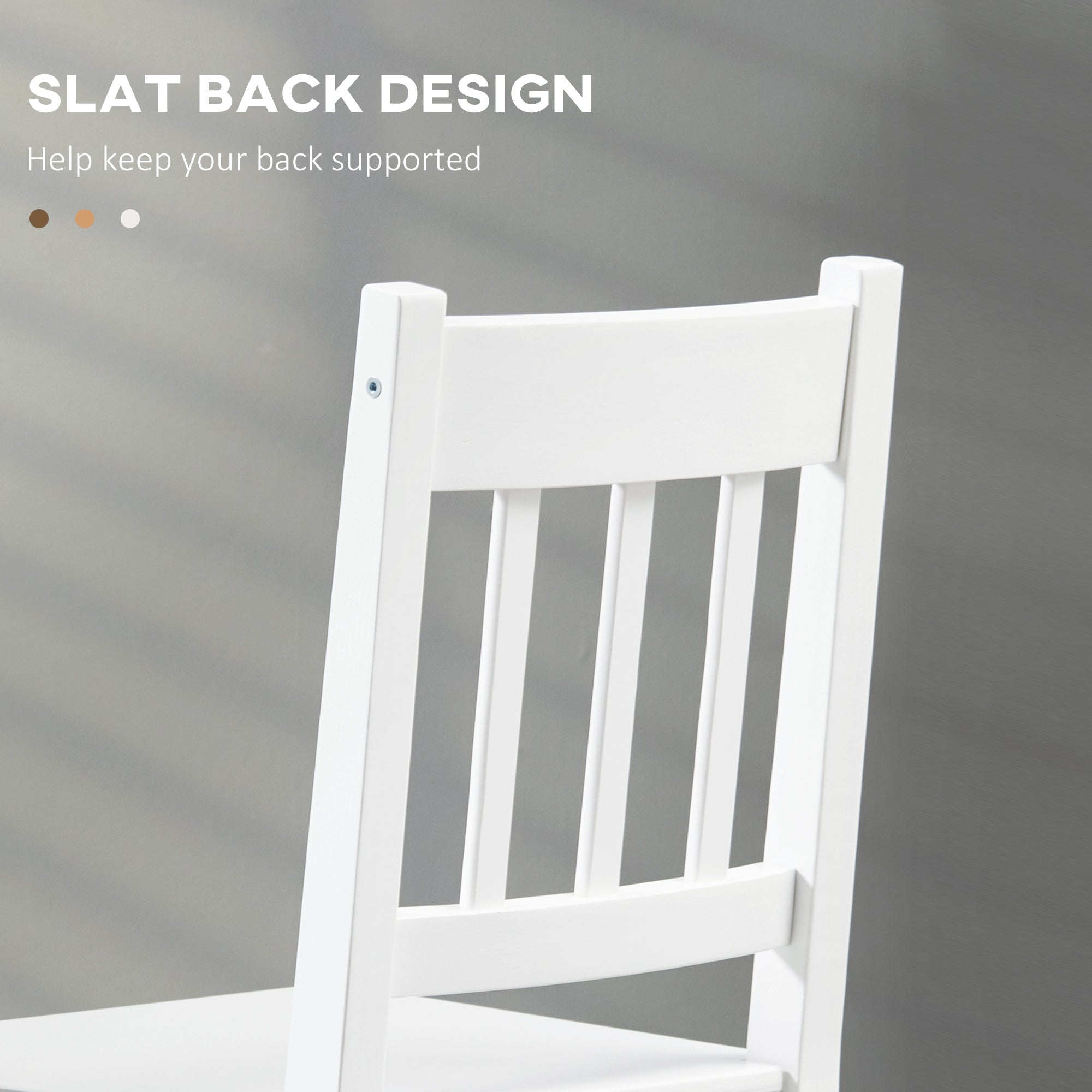 Aosom Set of 2 Pine Wood Dining Chairs - White Farmhouse Slat Back-Home Furnishings > Kitchen & Dining Furniture > Bar Stools-DECOROLALA