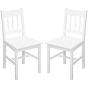 Aosom Set of 2 Pine Wood Dining Chairs - White Farmhouse Slat Back-Home Furnishings > Kitchen & Dining Furniture > Bar Stools-DECOROLALA
