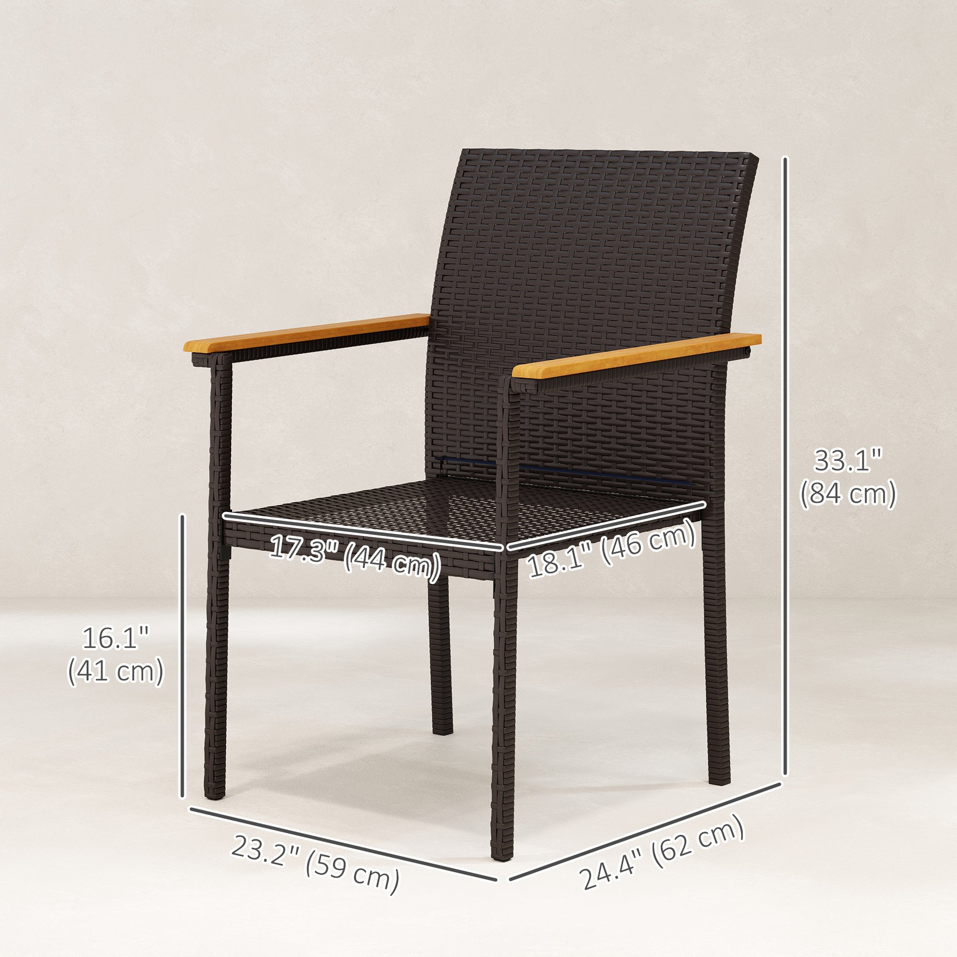 Aosom Set of 2 Stackable Wicker Patio Chairs - Navy Blue-Patio & Garden > Patio Furniture > Patio Chairs > Patio Dining Chairs-DECOROLALA