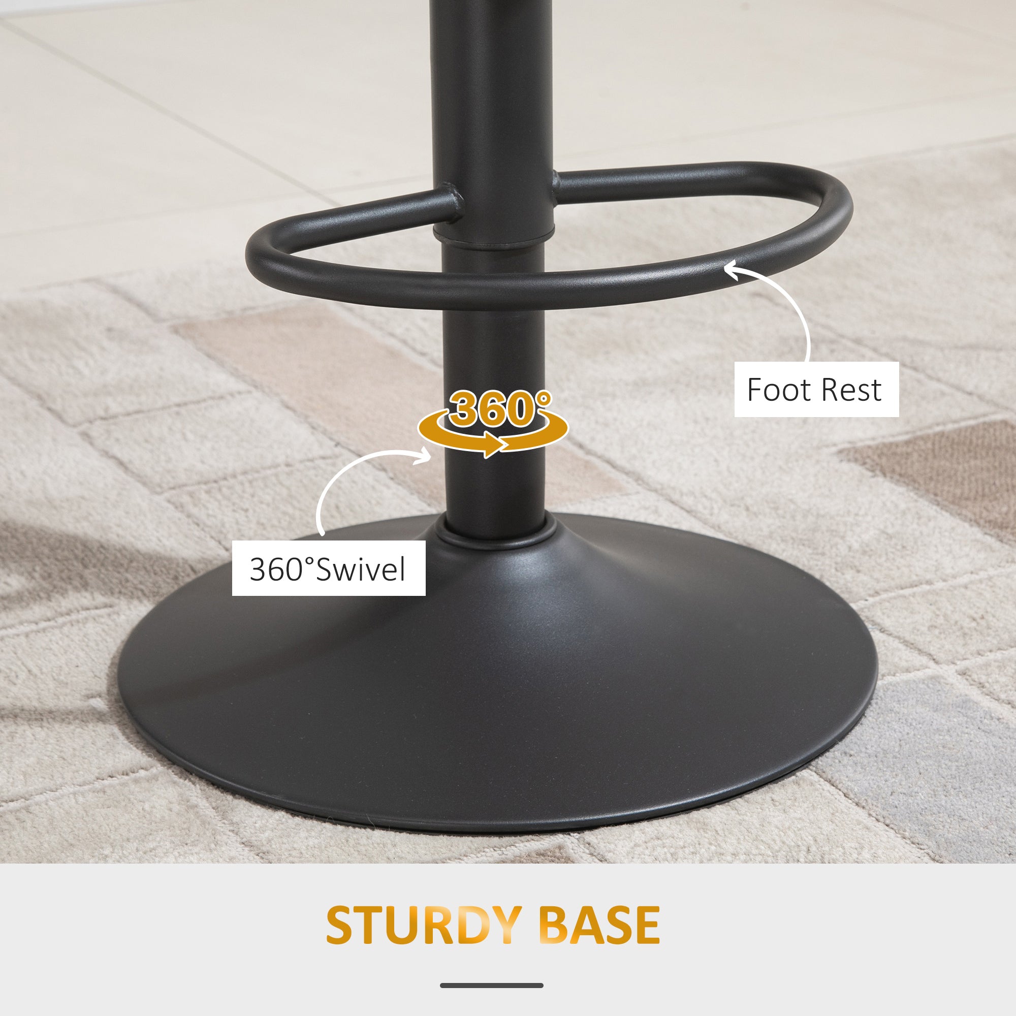 Aosom Set of 2 Swivel Adjustable Bar Stools - Brown PU Leather-Home Furnishings > Kitchen & Dining Furniture > Bar Stools-DECOROLALA