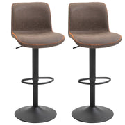 Aosom Set of 2 Swivel Adjustable Bar Stools - Brown PU Leather-Home Furnishings > Kitchen & Dining Furniture > Bar Stools-DECOROLALA