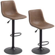 Aosom Set of 2 Swivel Adjustable Bar Stools - Brown PU Leather-Home Furnishings > Kitchen & Dining Furniture > Bar Stools-DECOROLALA