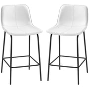 Aosom Set of 2 Upholstered Bar Stools - Cream White Microfiber-Home Furnishings > Kitchen & Dining Furniture > Bar Stools-DECOROLALA