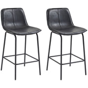 Aosom Set of 2 Upholstered Counter Height Bar Stools - Black-Home Furnishings > Kitchen & Dining Furniture > Bar Stools-DECOROLALA