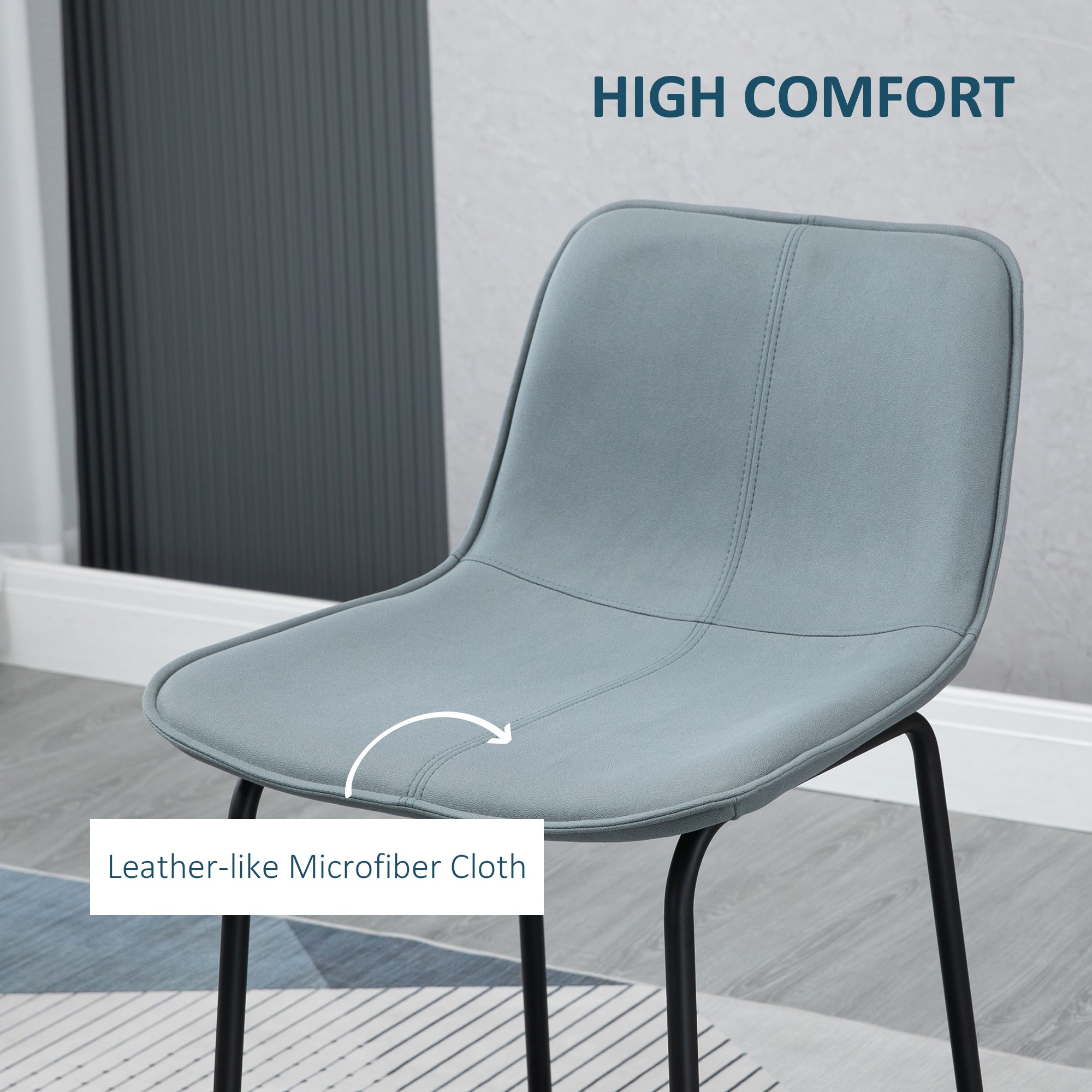 Aosom Set of 2 Upholstered Counter Height Bar Stools - Light Gray-Home Furnishings > Kitchen & Dining Furniture > Bar Stools-DECOROLALA