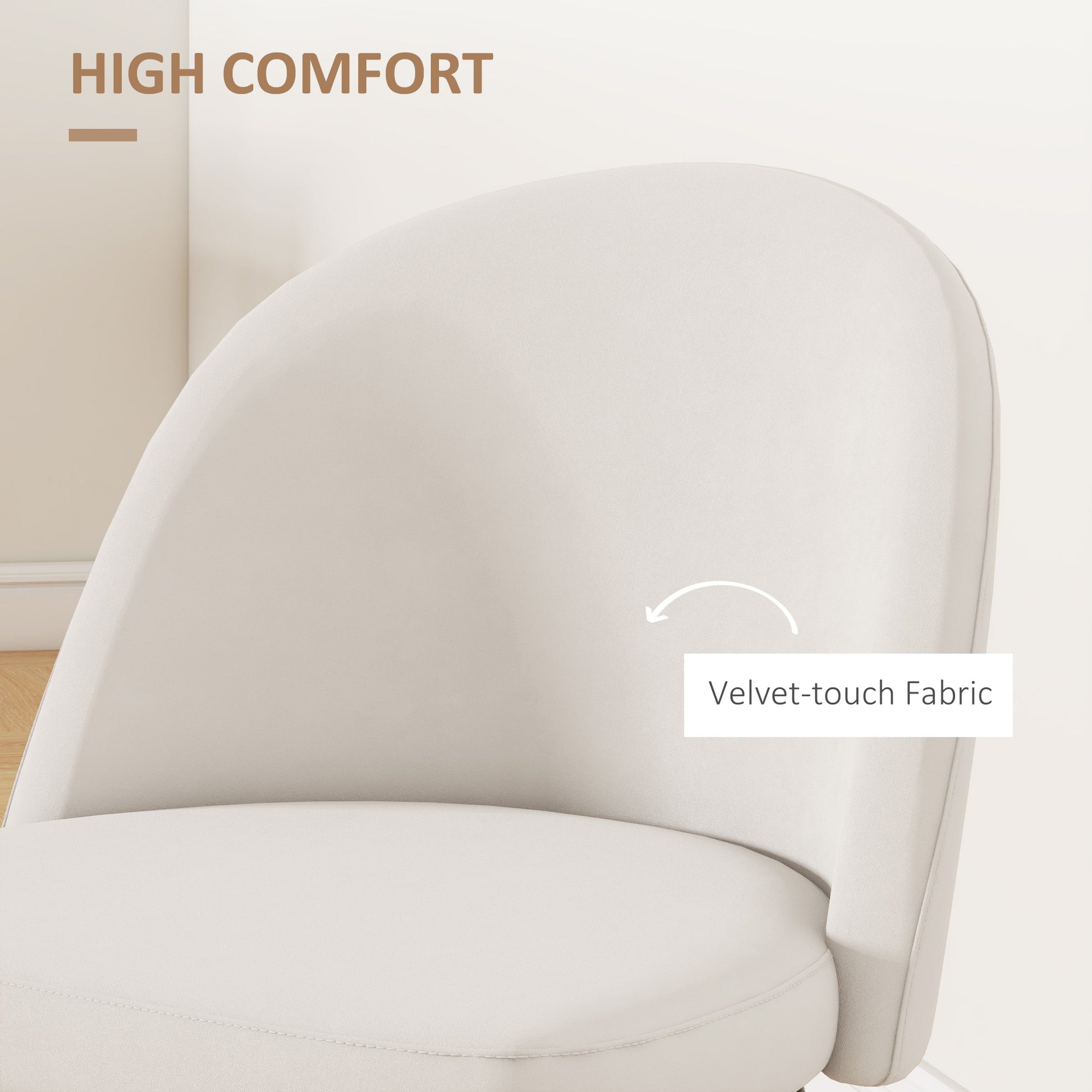 Aosom Set of 2 Velvet Dining Chairs - Cream White Mid-Back-Home Furnishings > Kitchen & Dining Furniture > Dining Chairs-DECOROLALA