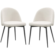 Aosom Set of 2 Velvet Dining Chairs - Cream White Mid-Back-Home Furnishings > Kitchen & Dining Furniture > Dining Chairs-DECOROLALA