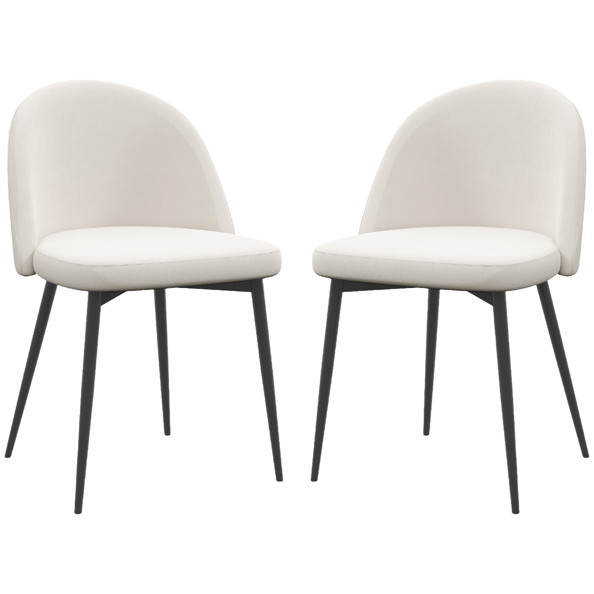 Aosom Set of 2 Velvet Dining Chairs - Cream White Mid-Back-Home Furnishings > Kitchen & Dining Furniture > Dining Chairs-DECOROLALA