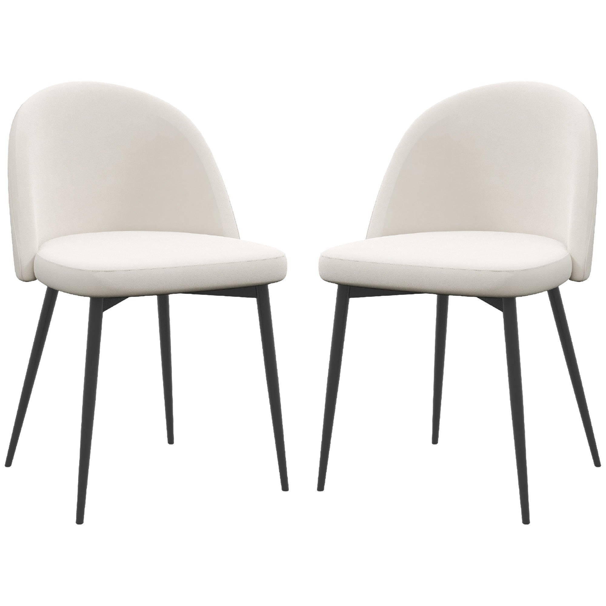 Aosom Set of 2 Velvet Dining Chairs - Cream White Mid-Back-Home Furnishings > Kitchen & Dining Furniture > Dining Chairs-DECOROLALA