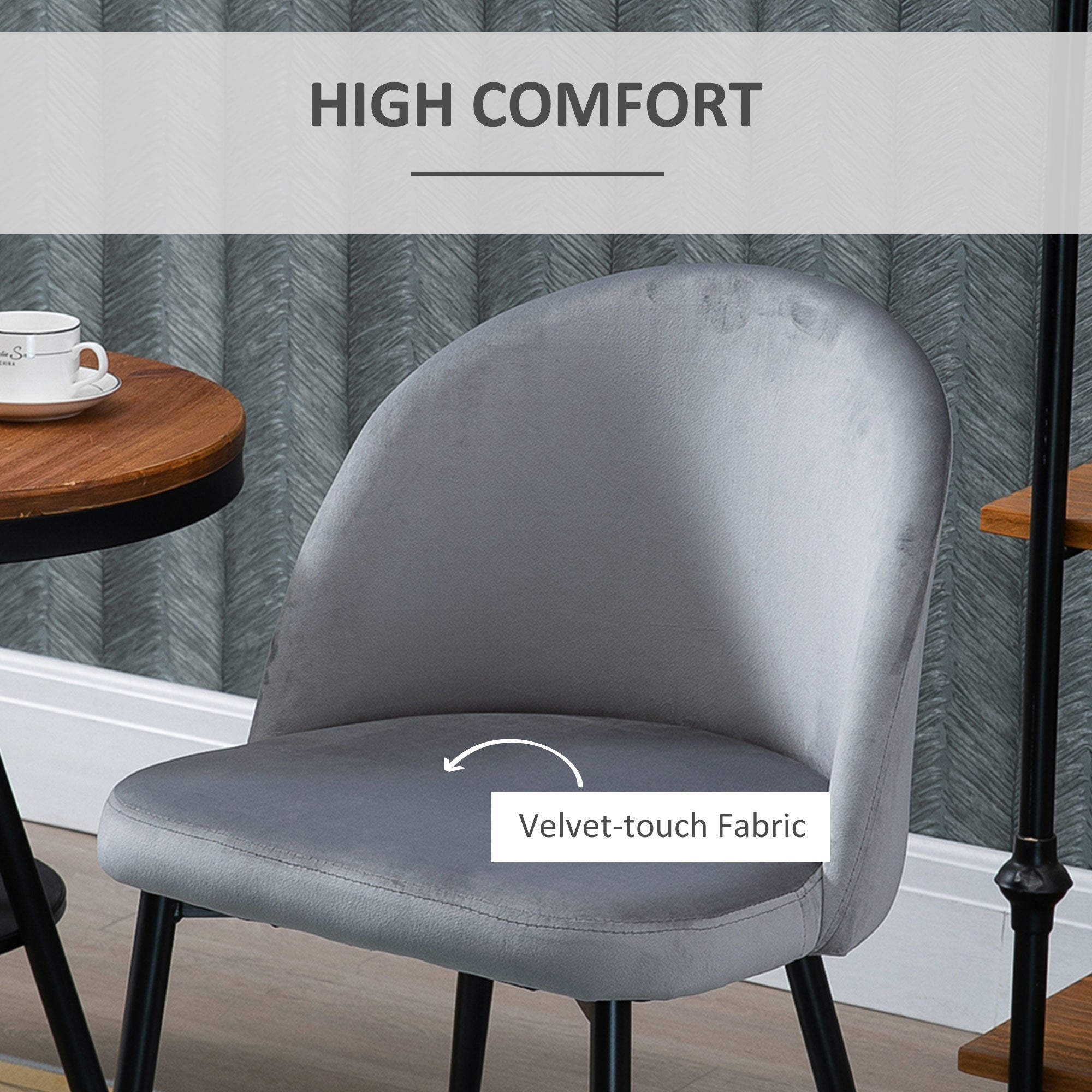 Aosom Set of 2 Velvet Dining Chairs - Dark Blue Mid-Back-Home Furnishings > Kitchen & Dining Furniture > Dining Chairs-DECOROLALA