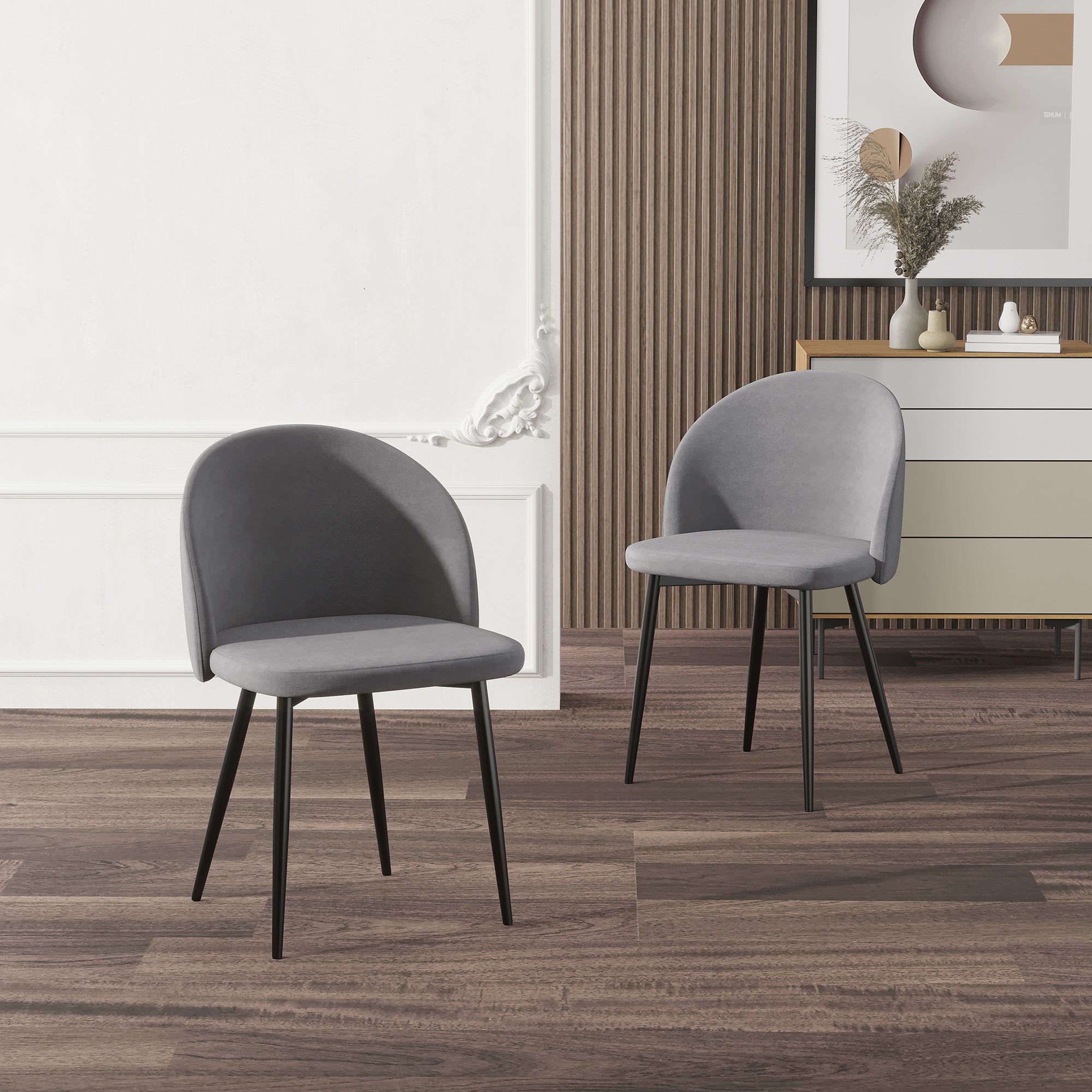 Aosom Set of 2 Velvet Dining Chairs - Dark Blue Mid-Back-Home Furnishings > Kitchen & Dining Furniture > Dining Chairs-DECOROLALA