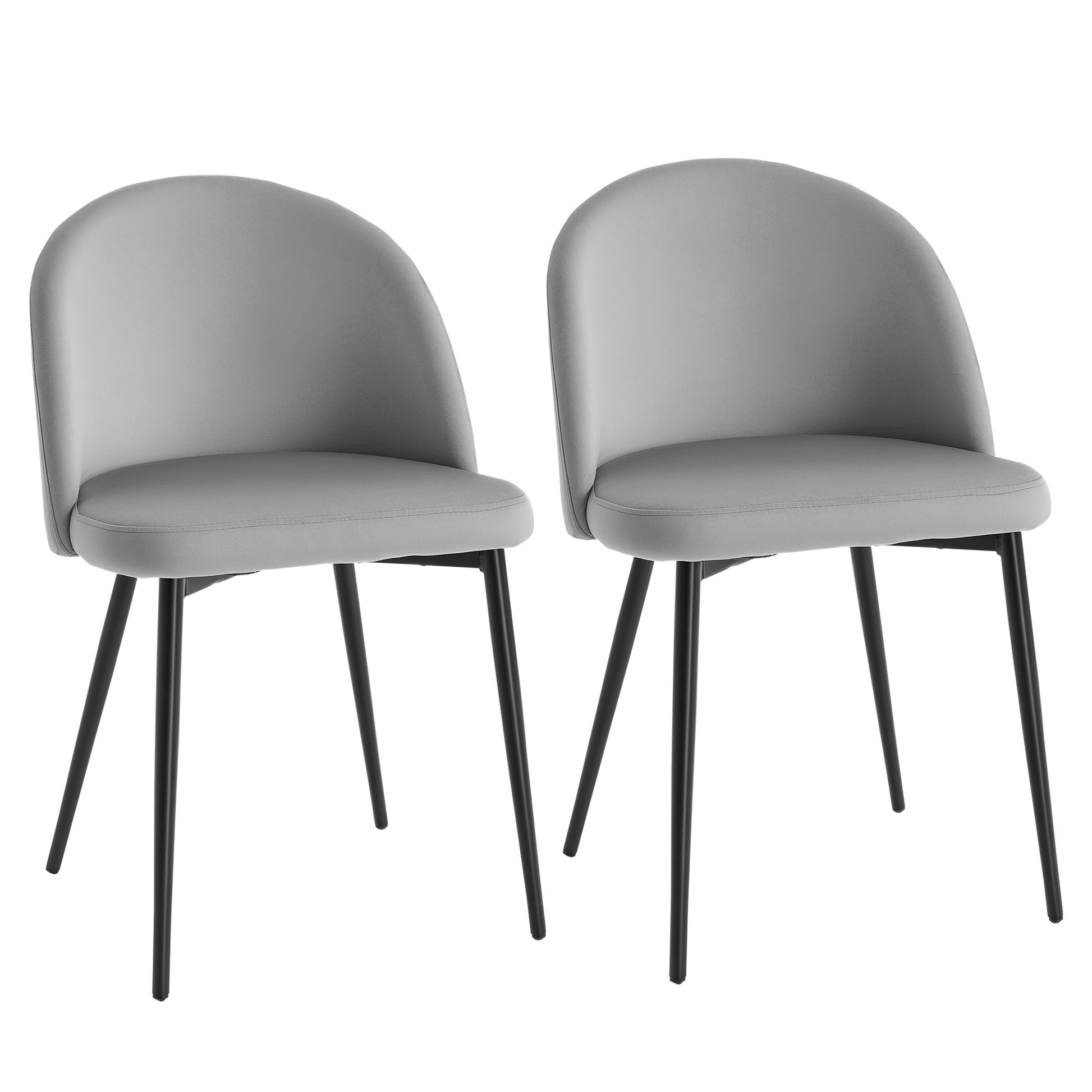 Aosom Set of 2 Velvet Dining Chairs - Dark Blue Mid-Back-Home Furnishings > Kitchen & Dining Furniture > Dining Chairs-DECOROLALA
