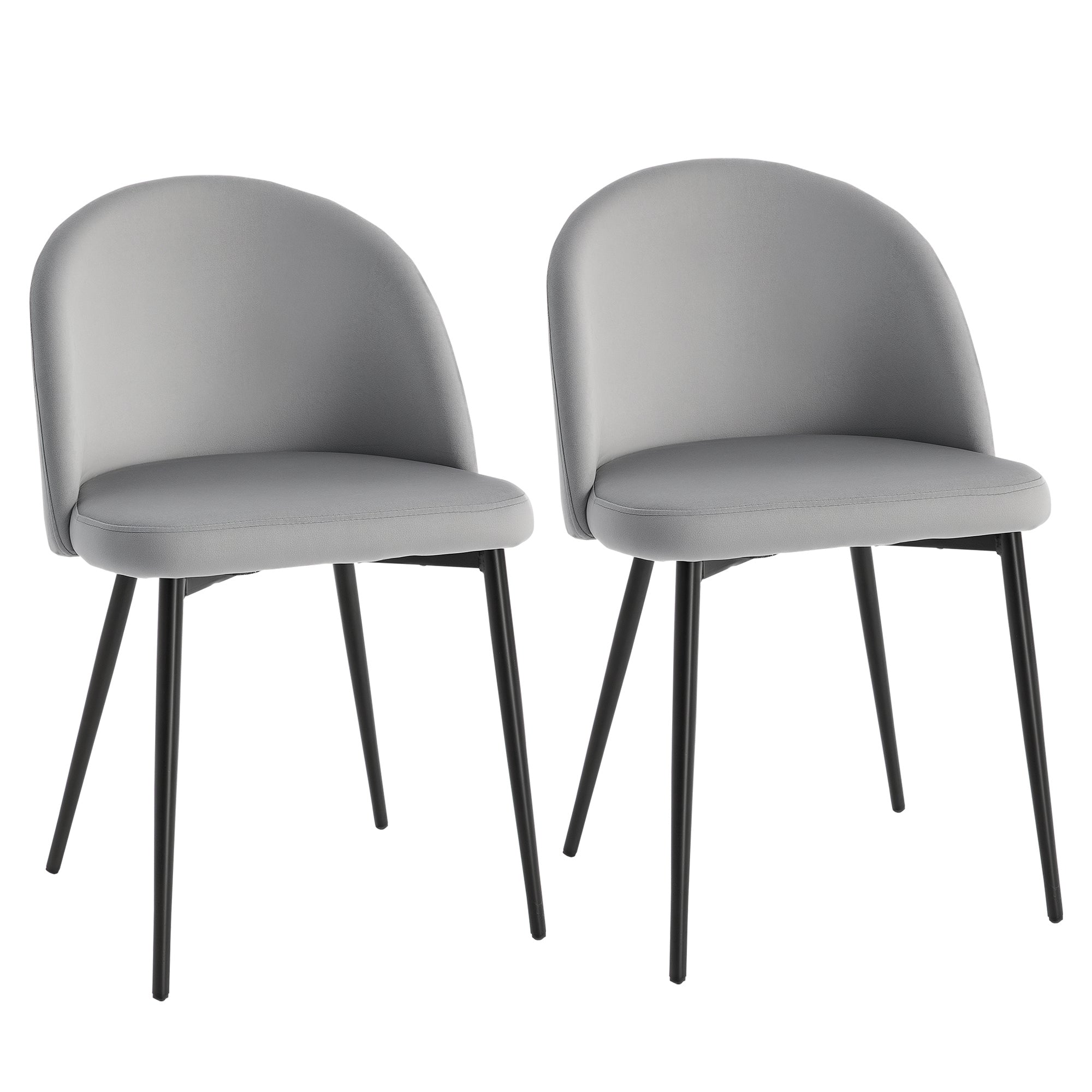 Aosom Set of 2 Velvet Dining Chairs - Dark Blue Mid-Back-Home Furnishings > Kitchen & Dining Furniture > Dining Chairs-DECOROLALA