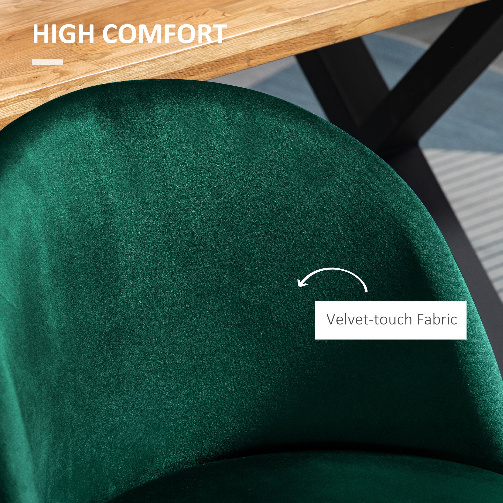 Aosom Set of 2 Velvet Dining Chairs - Green Mid-Back Metal Legs-Home Furnishings > Kitchen & Dining Furniture > Dining Chairs-DECOROLALA
