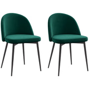 Aosom Set of 2 Velvet Dining Chairs - Green Mid-Back Metal Legs-Home Furnishings > Kitchen & Dining Furniture > Dining Chairs-DECOROLALA
