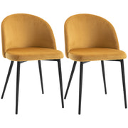 Aosom Set of 2 Velvet Dining Chairs - Yellow Mid-Back-Home Furnishings > Kitchen & Dining Furniture > Dining Chairs-DECOROLALA