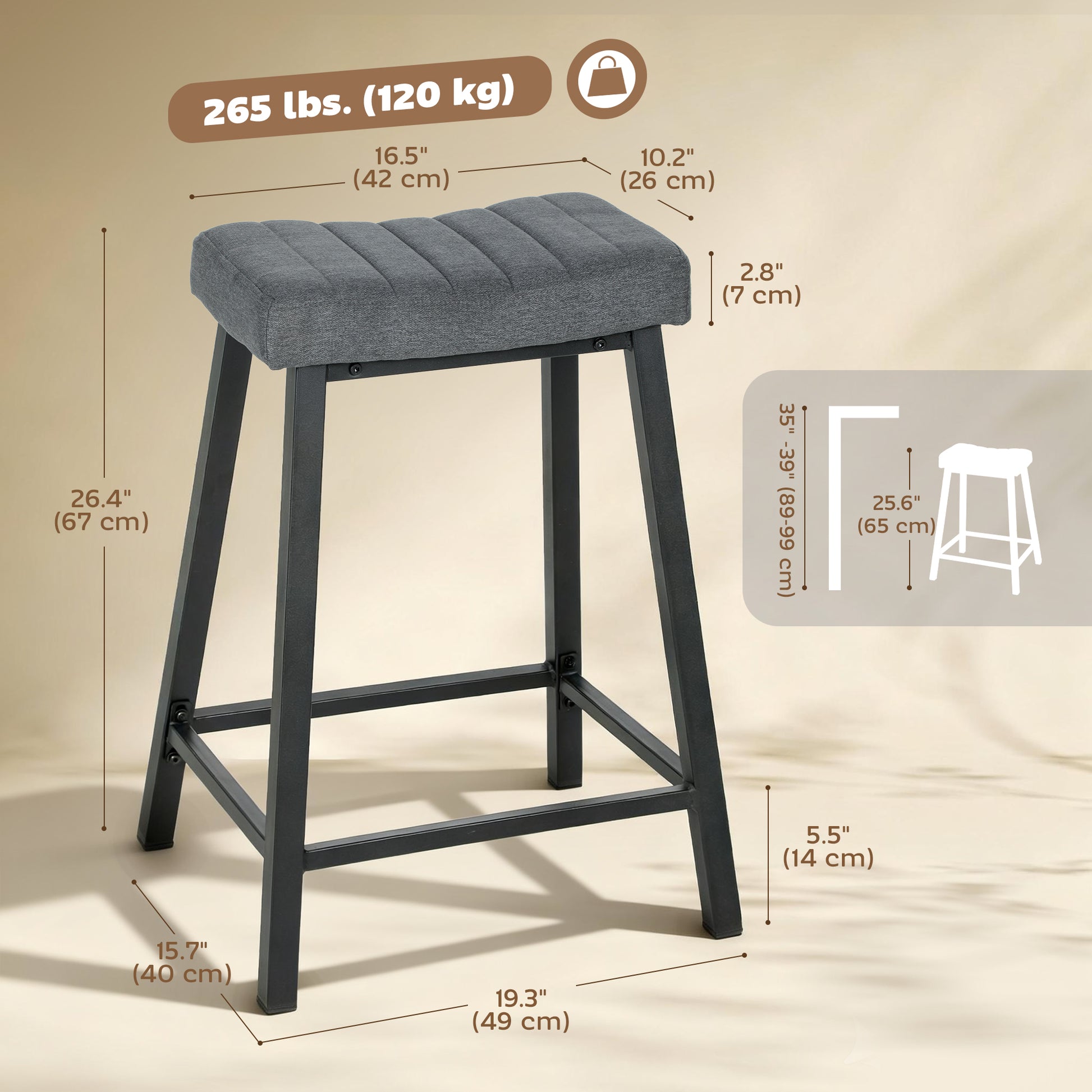 Aosom Set of 3 Velvet Bar Stools - Grey Modern Counter Stools-Home Furnishings > Kitchen & Dining Furniture > Bar Stools-DECOROLALA