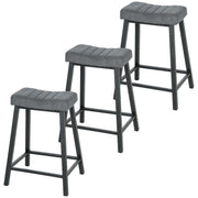 Aosom Set of 3 Velvet Bar Stools - Grey Modern Counter Stools-Home Furnishings > Kitchen & Dining Furniture > Bar Stools-DECOROLALA