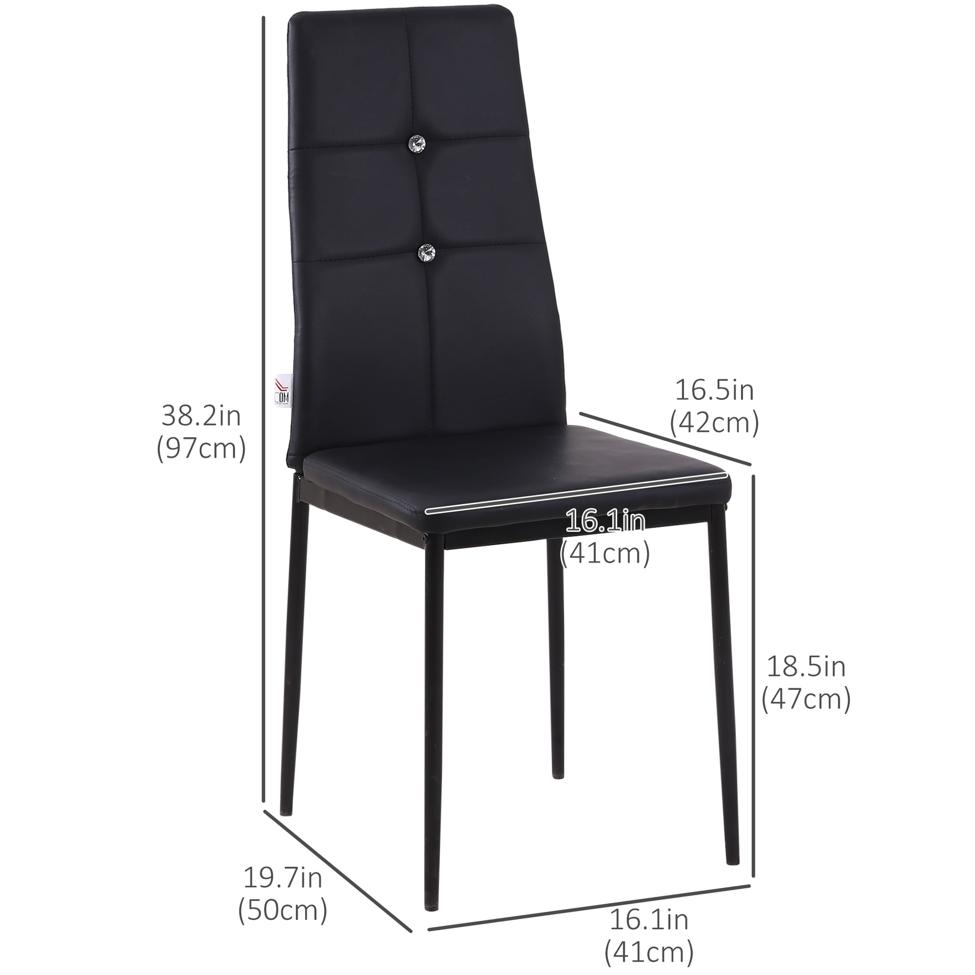 Aosom Set of 4 Modern Dining Chairs - Black PU Leather Tufted-Home Furnishings > Kitchen & Dining Furniture > Dining Chairs-DECOROLALA