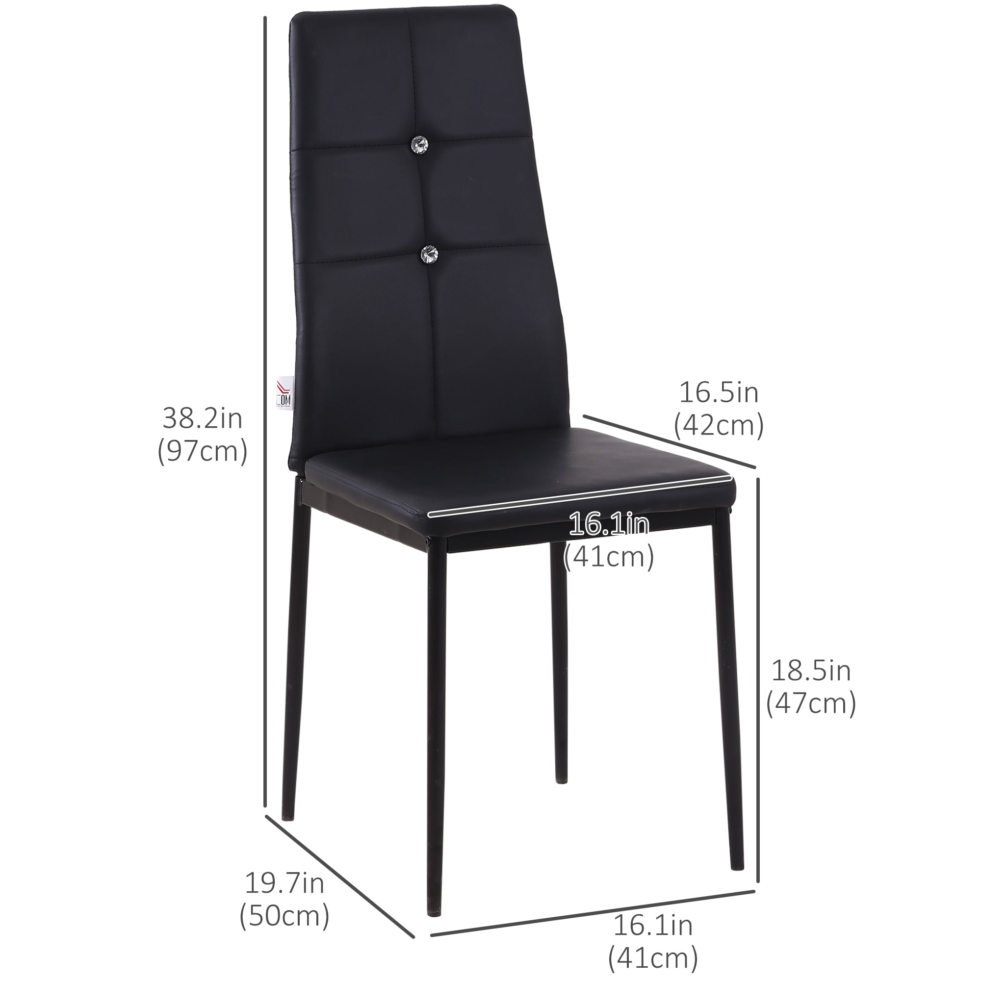 Aosom Set of 4 Modern Dining Chairs - Black PU Leather Tufted-Home Furnishings > Kitchen & Dining Furniture > Dining Chairs-DECOROLALA
